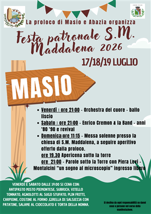 Festa patronale Santa Maria Maddalena 2026